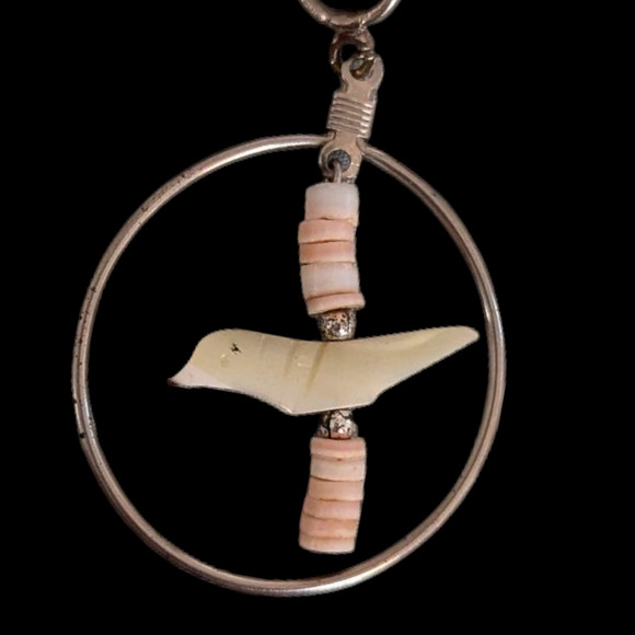 Vintage Silver Bird Hoop Earrings shell fetish screw-back - Picture 2 of 3